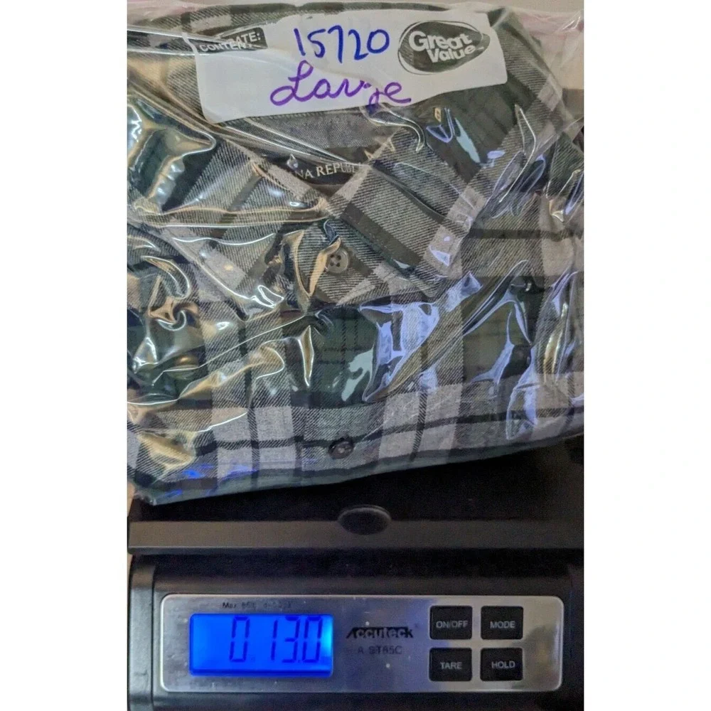 BANANA‎ REPUBLIC Men Large Green Gray Plaid Cotton FLANNEL Shirt